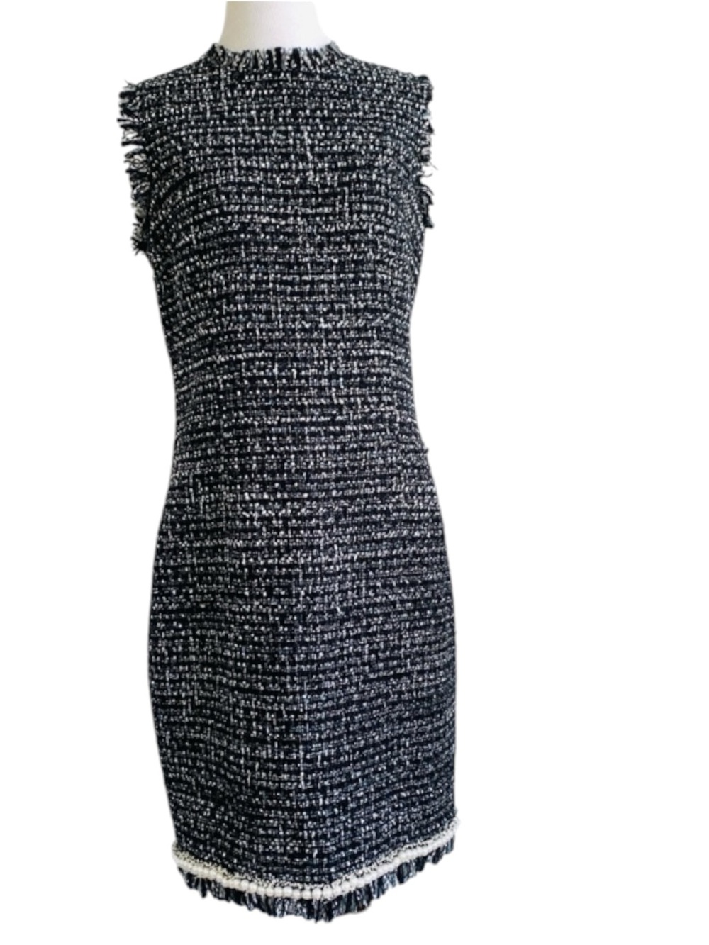 RICKIE FREEMAN DRESS TWEED QUIET LUX TERI JON BOUCLE SZ 6 BLUE BLACK OLD MONEY